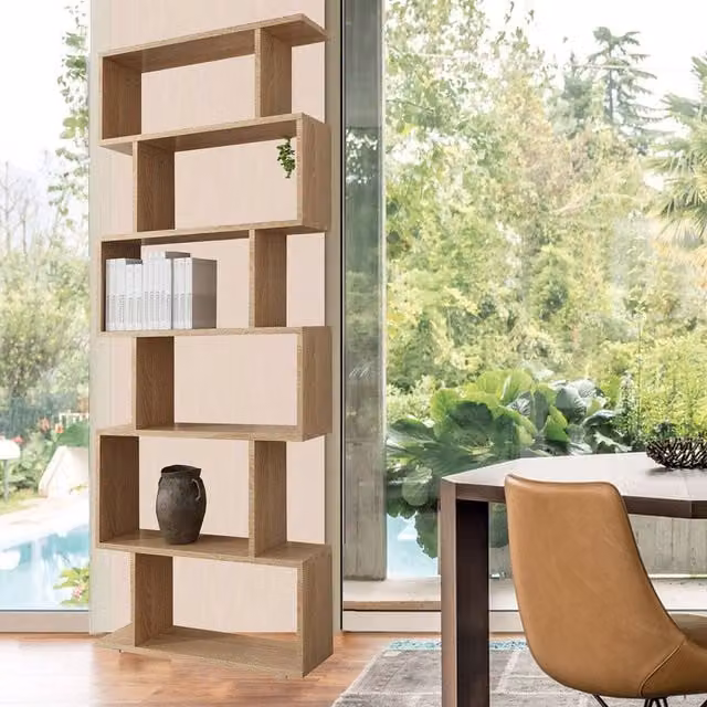WestWood Modern 6 Tier S Shape Freestanding Bookshelf in Brown
