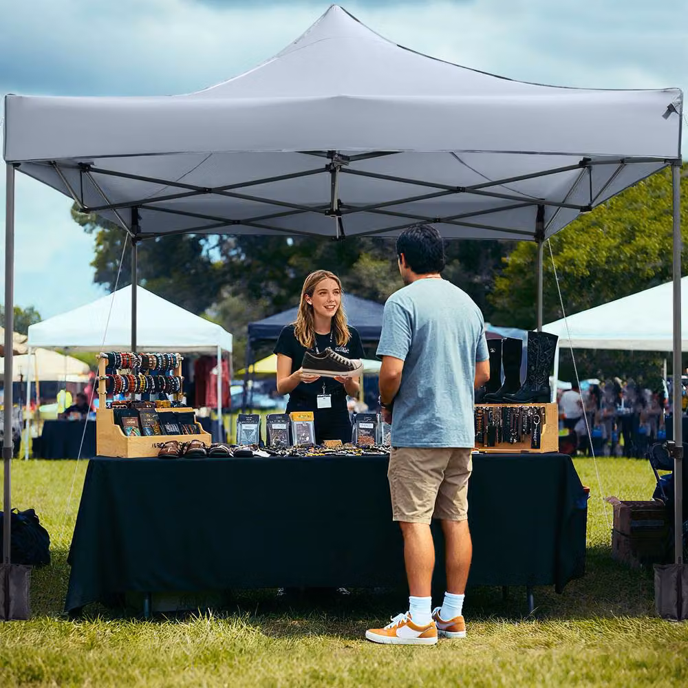 Costway Pop up Canopy Tent Gazebo Shelter in Grey, W/D: 300 x 300 cm – 8