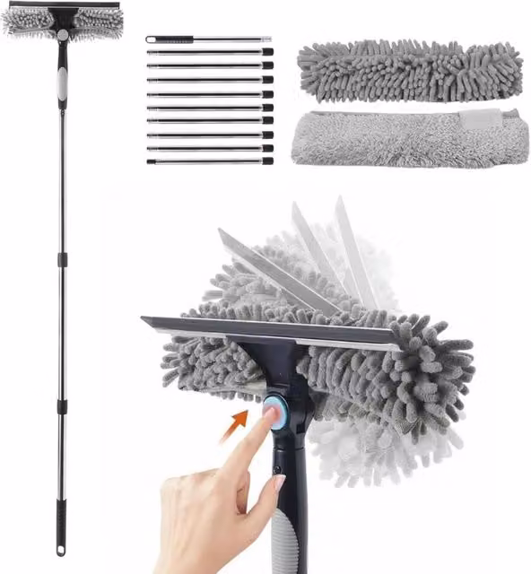 SPETLEK Grey Telescopic Window Squeegee with Microfibre and Rubber Head – 1