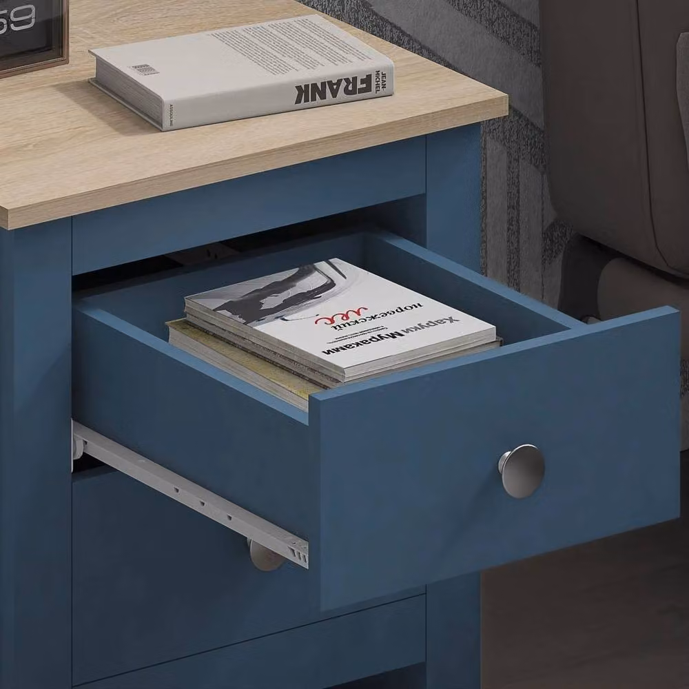 FLAVORA Modern Blue Oak Wood Bedside Table for your Bedroom – 2