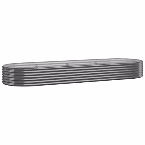 vidaXL Anthracite Galvanised Steel Garden Raised Bed, W: 322 cm, D: 100 cm, H: 36 cm – 1