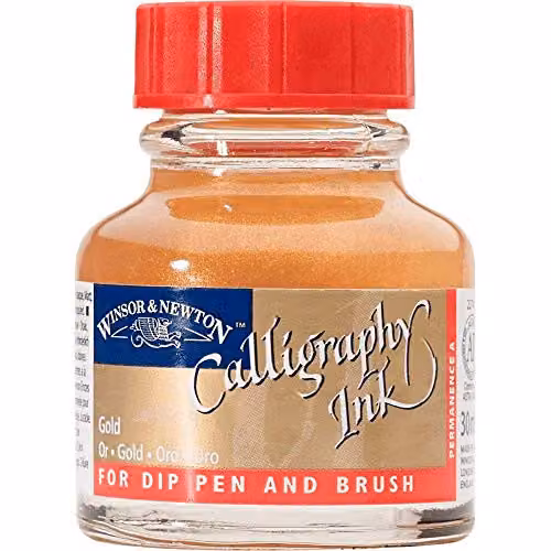 Winsor and Newton Calligraphy Ink in Gold, 30 ml