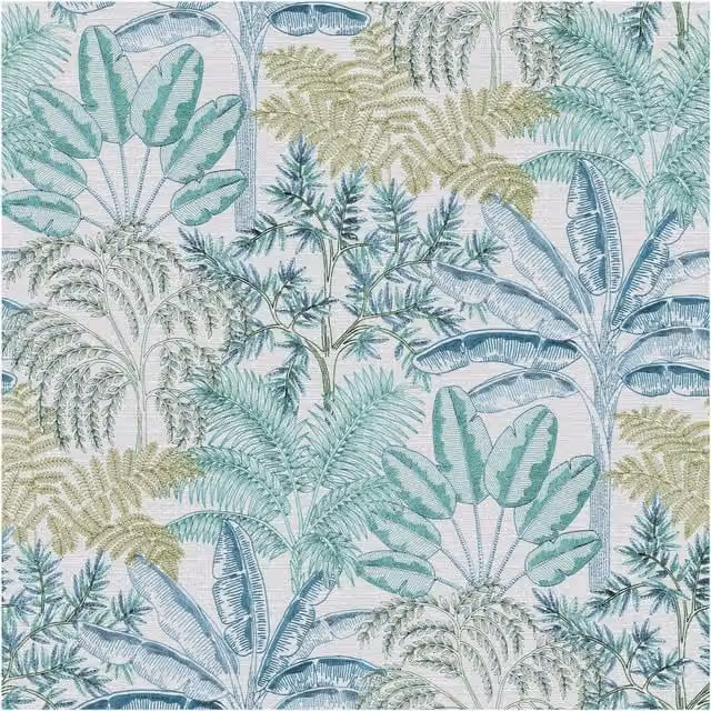 Superfresco Easy Intrigue Aqua Botanical Floral Wallpaper in Blue and Green, Width: 52 cm