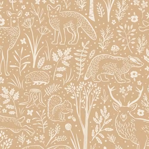 Grandeco Native Woodland Animals Nursery Textured Wallpaper in Green, Blue and Beige