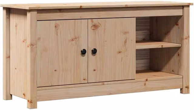 Berkfield Home Rustic Solid Wood Pine TV Cabinet in Beige, W: 103 cm, D: 36.5 cm, H: 52 cm – 1