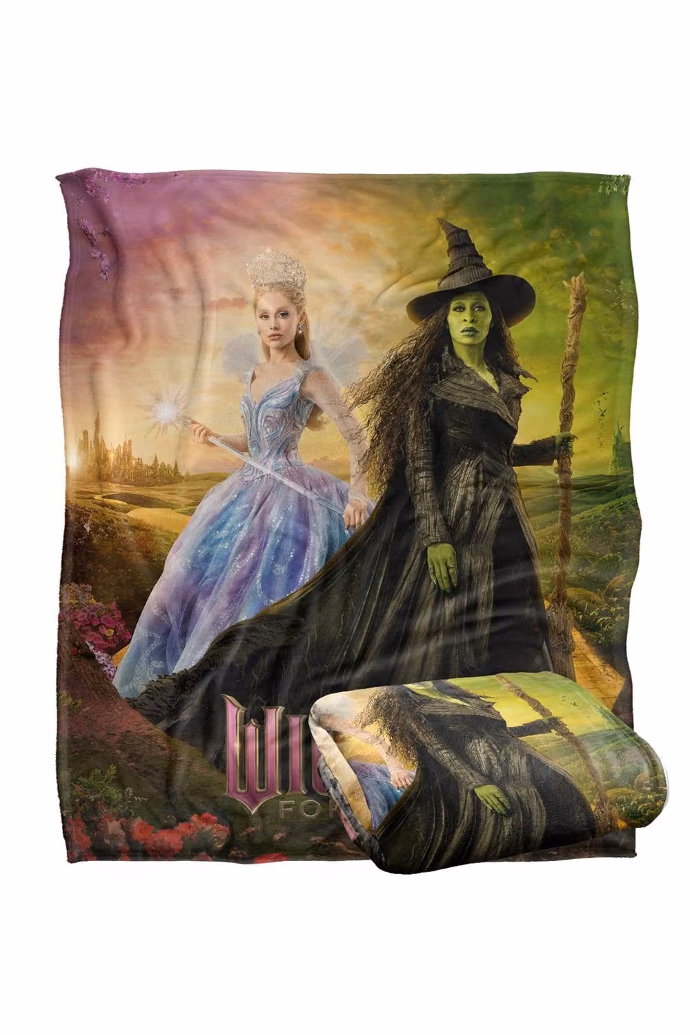 NBCU Wicked For Good Glinda and Elphaba Poster Throw Blanket, Multicolour, W: 152 cm, D: 127 cm – 2