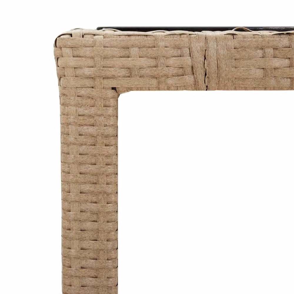 Berkfield Home Beige Poly Rattan Garden Table with Tempered Glass Top, W/D/H: 150 x 90 x 75 cm – 2