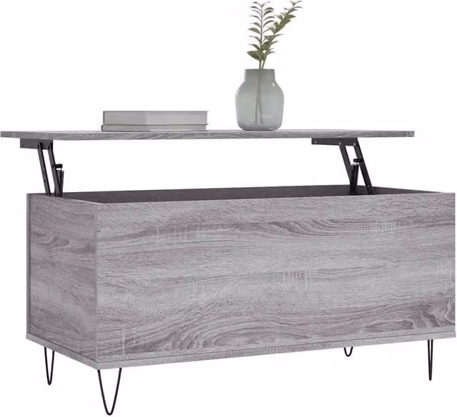 Berkfield Home Modern Rectangular Coffee Table in Grey Sonoma, W/D/H: 90 x 44.5 x 45 cm