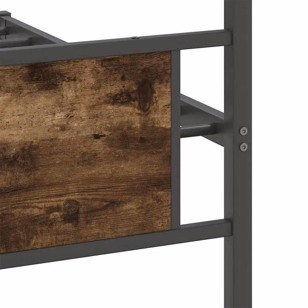 Berkfield Home Durable Industrial Bed Frame in Smoked Oak and Metal, Brown, W: 100 cm, D: 200 cm – 5