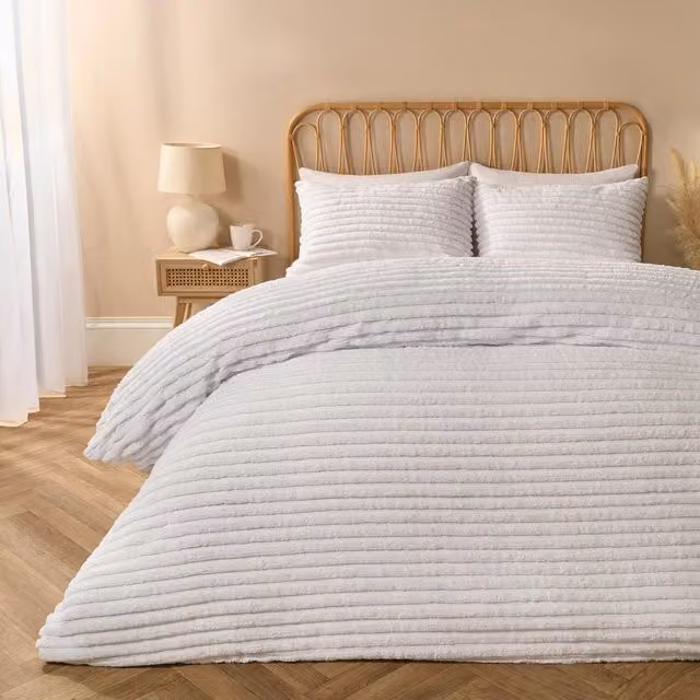 OHS White Striped Tufted Duvet Cover Set, W/D/H: 140 x 200 cm