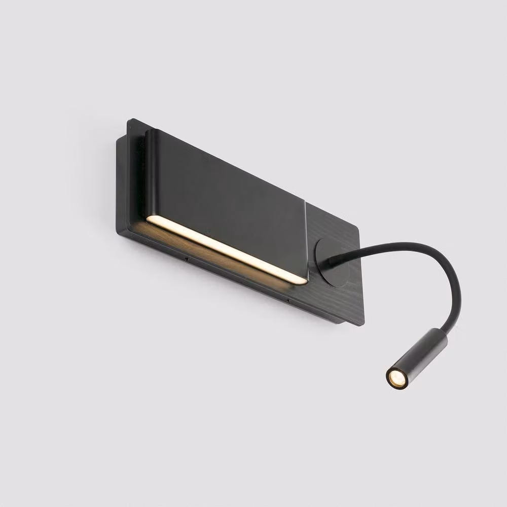 Netlighting Mood Wall Lamp with Reading Light in Black with 3000K Warm White LED – 3