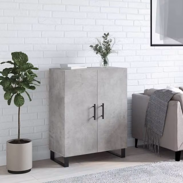 Berkfield Home Sideboard in Concrete Grey, W: 69.5 cm, D: 34 cm, H: 90 cm – 1