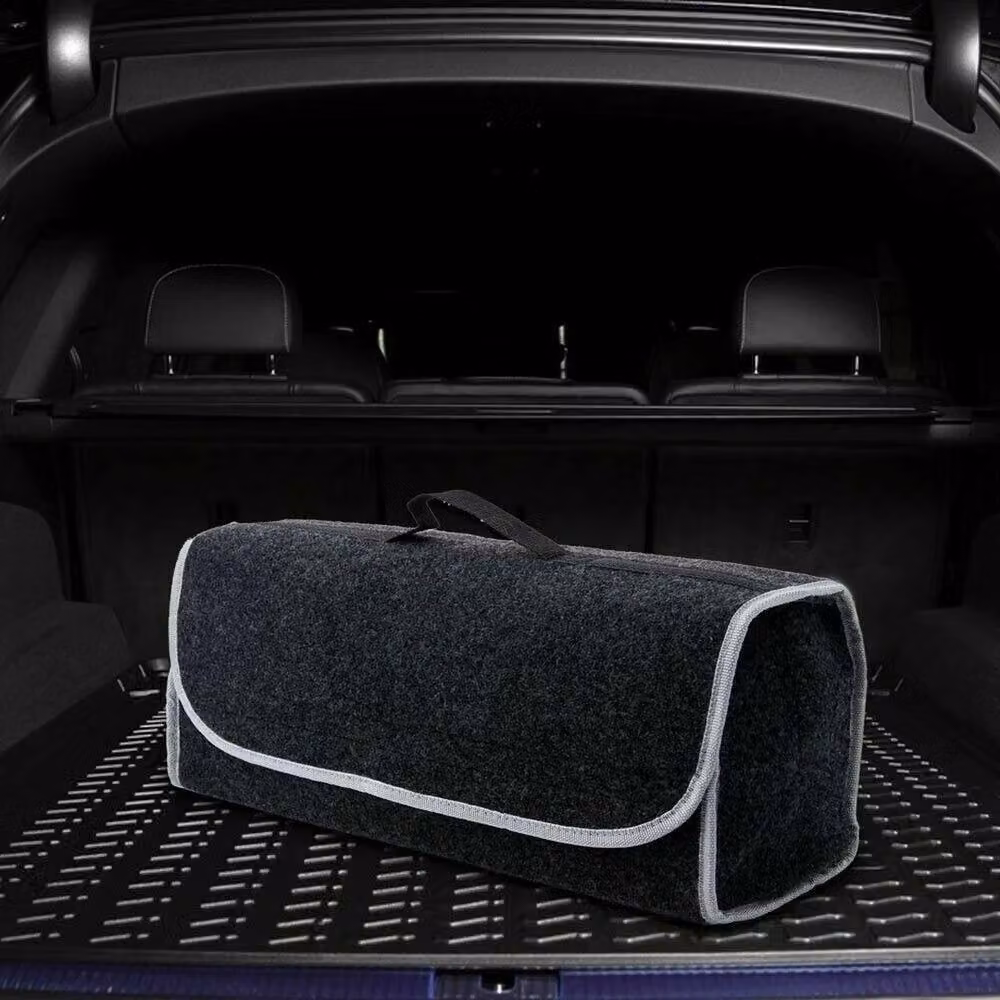 Ventryn Black and Grey Collapsible Car Boot Storage Box Trunk Organiser Tidy Bag with Handles – 3