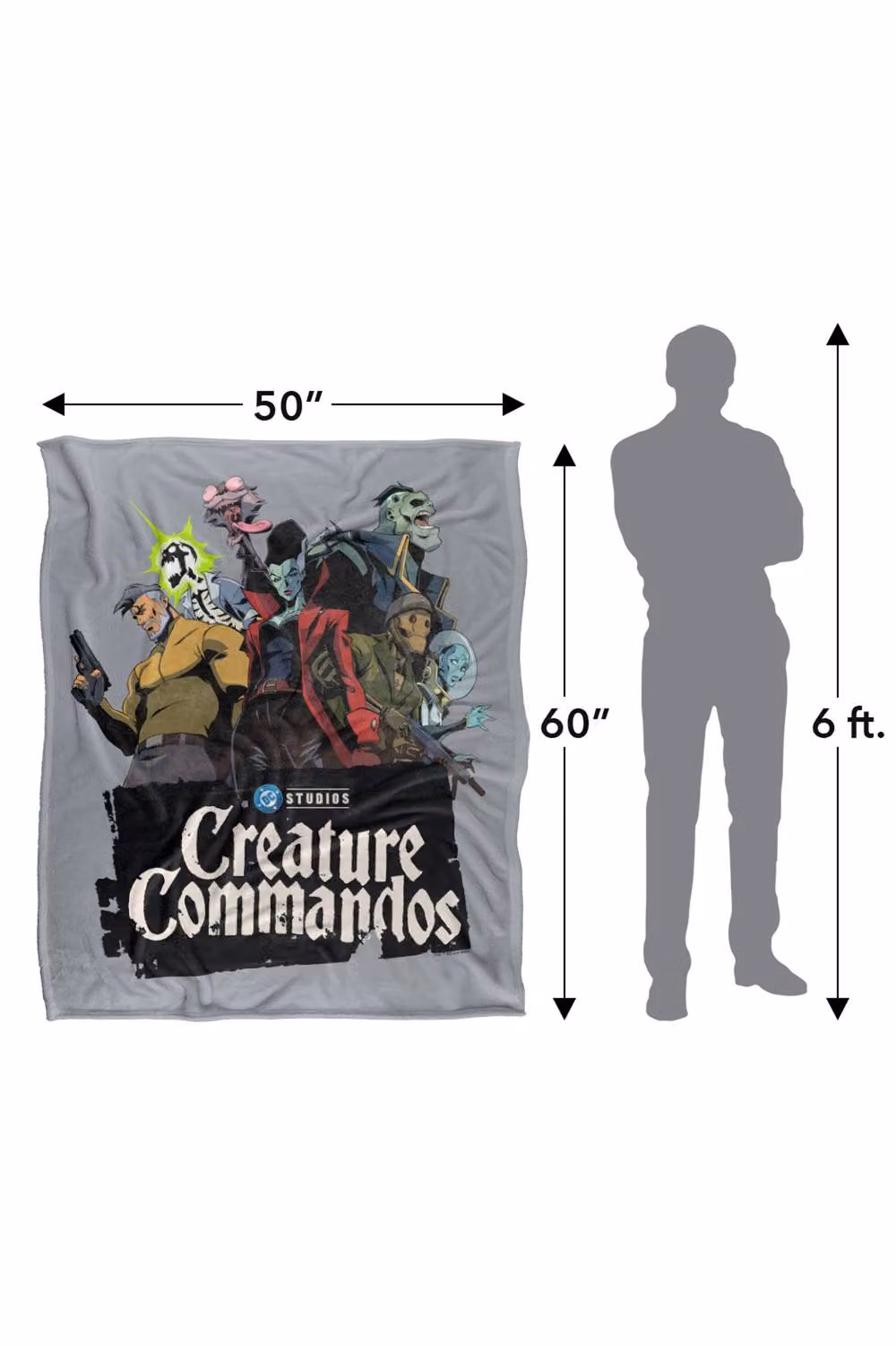Warner Bros. Creature Commandos Group Pose Super Soft Fluffy Polyester Throw Blanket, Multicolour, Large – 3