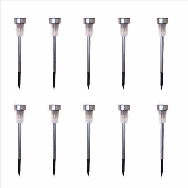 Samuel Alexander 10 LED Solar Stainless Steel Garden Path Lights in White and Silver
