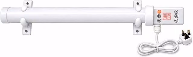 MYLEK White Wall Mounted Tubular Heater with Digital Timer and Frost Protection, 120W – 1