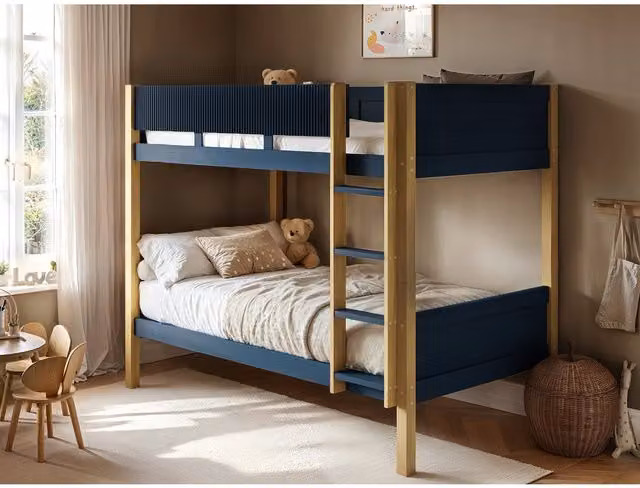 Flair Mateo Detachable Ribbed Bunk Bed in White and Blue, W/D/H: 190 x 90 x 155 cm