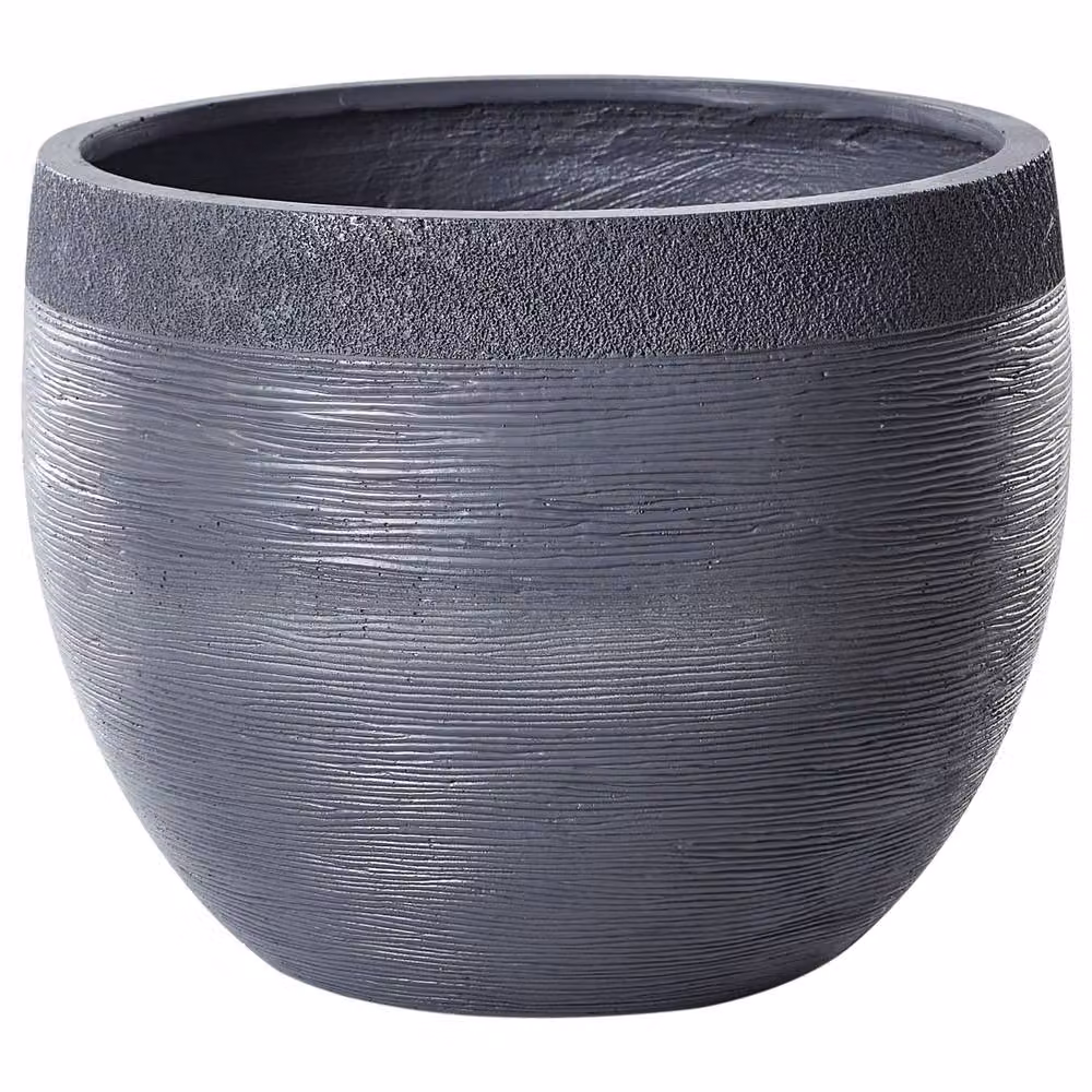 Wyld and Coco Grey Round Fibre Clay Planter, W: 50 cm, D: 50 cm, H: 39 cm – 2