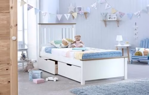 Bedmaster Chester Single White Wooden Storage Bed with 2 Drawers