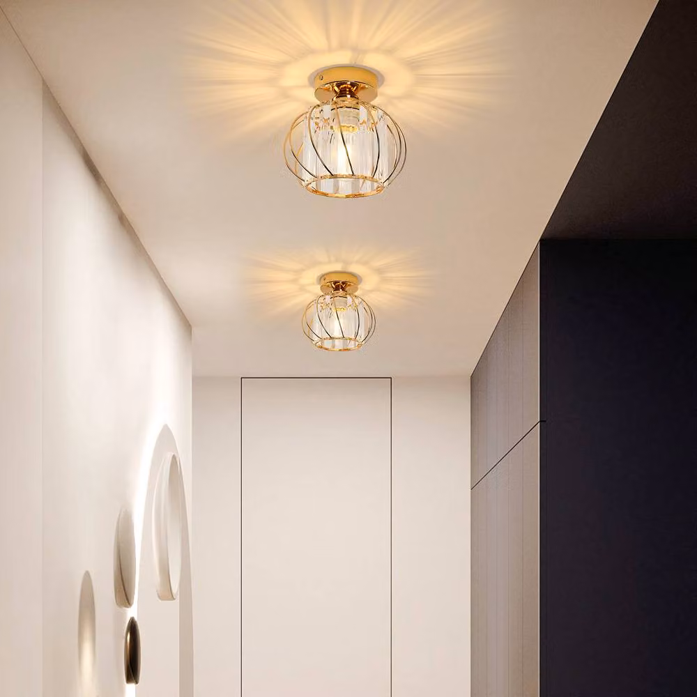 Pheashine Gold Crystal and Metal Modern Mini Chandelier Ceiling Light with E27 Socket – 2
