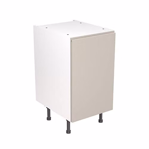 KITCHEN KIT Flatpack Base Cabinet with J-Pull Soft Close Doors, Light Grey Gloss, W/D/H: 45.0 x 57.0 x 87.0 cm