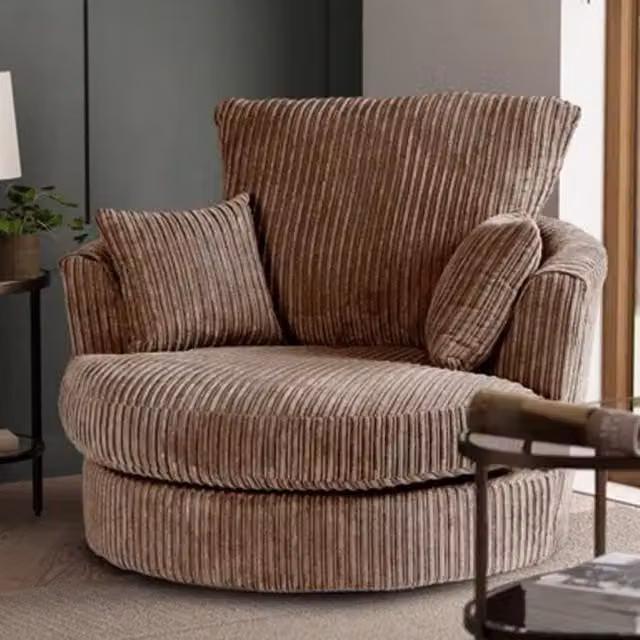 SquareBoxx Lennox Swivel Tub Chair in Brown Striped Fabric – 1