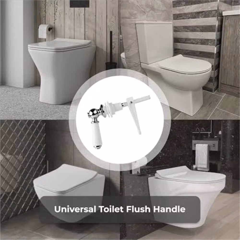 Havendro White Ceramic Toilet Flush Lever with Chrome Metal Details – 3