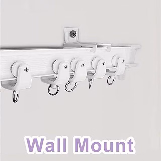FLAVORA Wall Mounted Bendable Curved Curtain Track Rail in White – 1