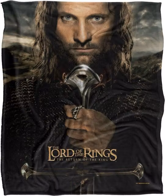 LOGOVISION Lord of the Rings Aragorn Super Soft Fleece Throw Blanket, Multicolour and White, W: 152 cm, D: 127 cm – 5