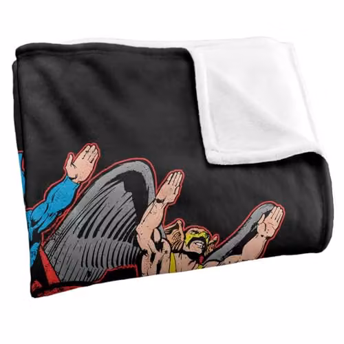 LOGOVISION Justice League DC Through The Ages Super Soft Silky Touch Fleece Throw Blanket, Multicolour, W: 152 cm, D: 127 cm – 2