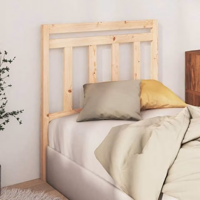 Berkfield Home Beautiful Bed Headboard in Solid Pine Wood, Beige, W/D/H: 81 x 4 x 100 cm – 1