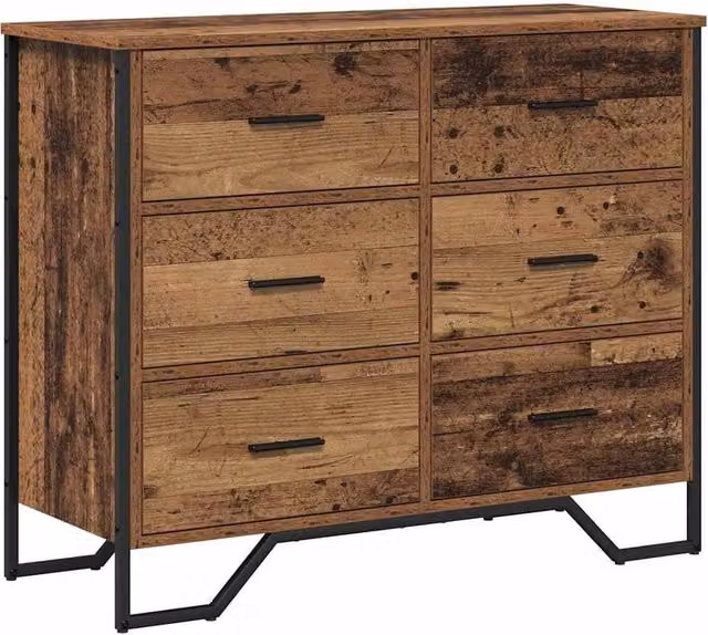 Berkfield Home Industrial Chest of Drawers in Brown and Black, W/D/H: 91 x 35.5 x 74.5 cm
