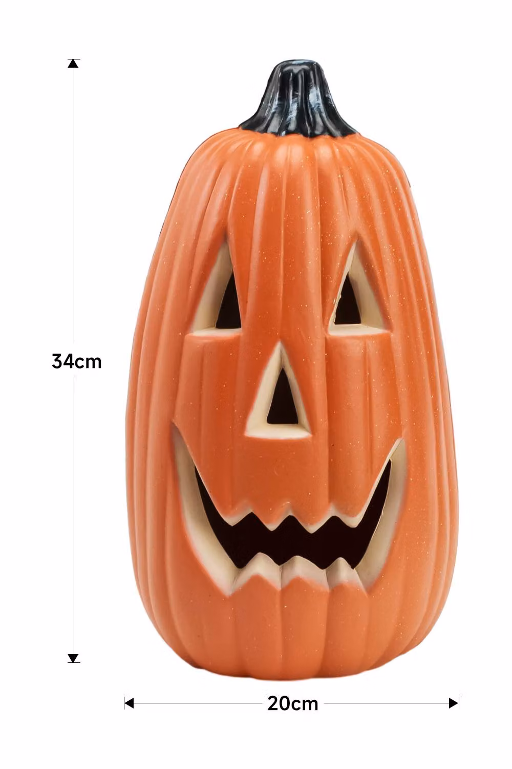 H&O Direct Orange Halloween LED Long Pumpkin Lantern with Hollow Plastic Design, H 34 cm x W 20 cm – 3