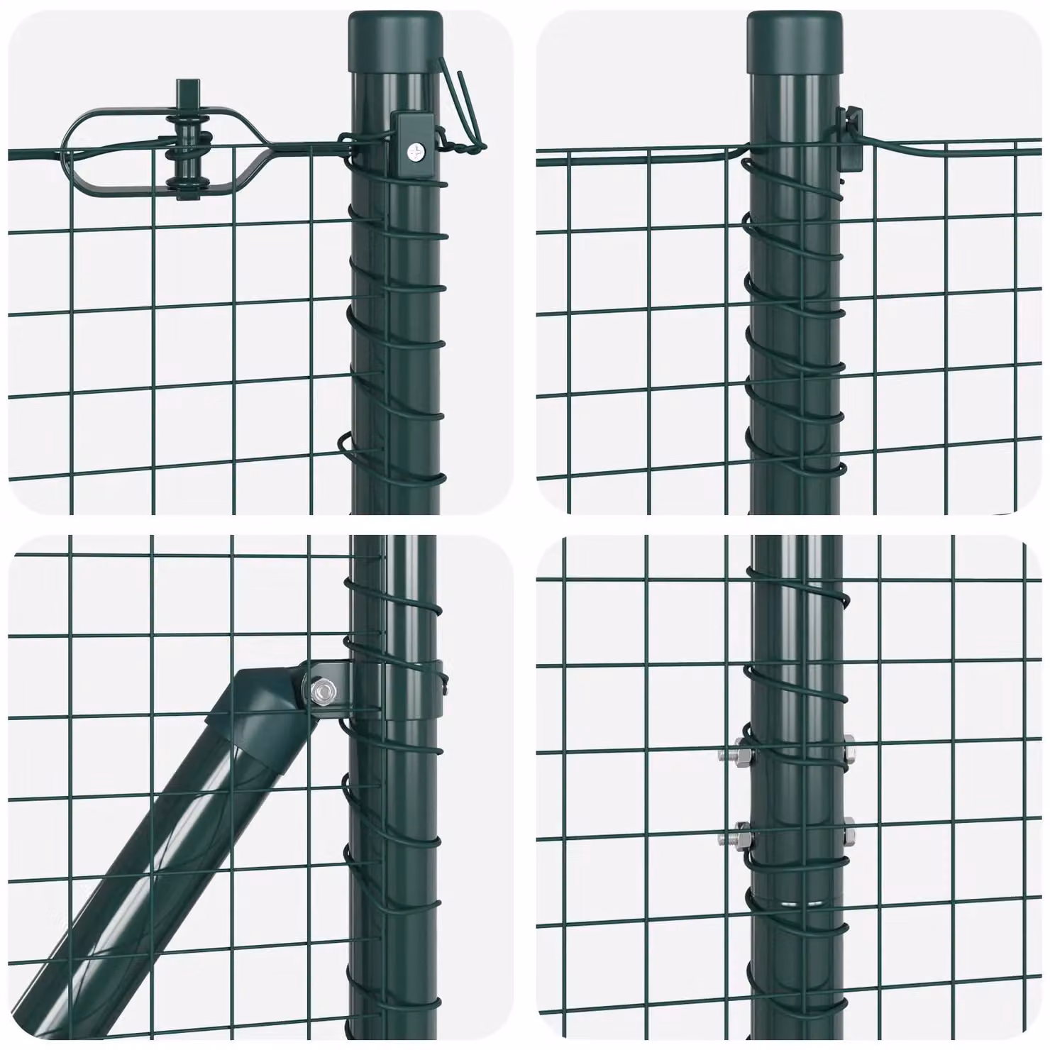 Berkfield Home Green Metal Wire Mesh Fence Post Set of 2, W: 10 m, H: 1 m – 5