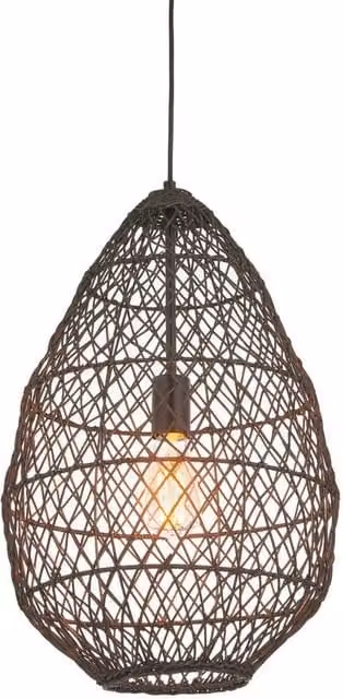Netlighting Pimva Rattan Wire Frame Pendant Ceiling Light, Matt Black, E27 – 1