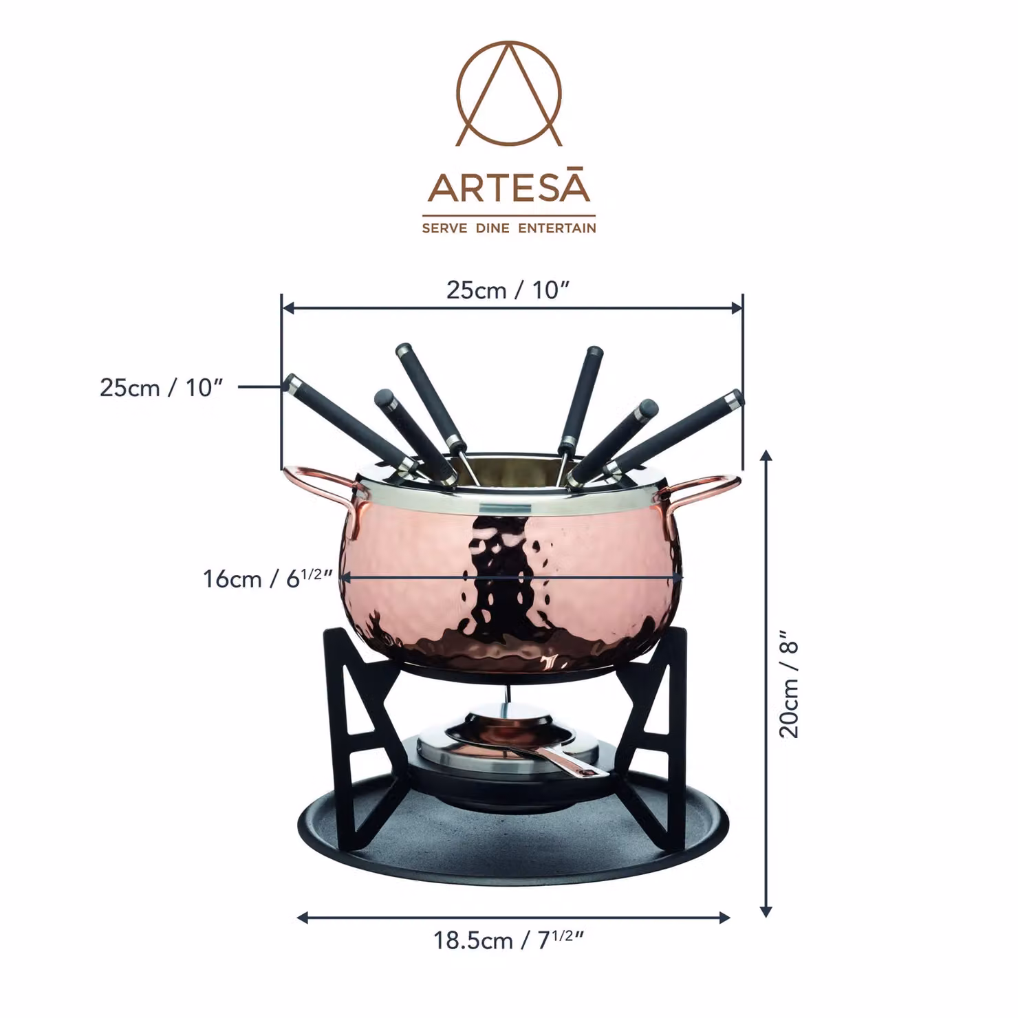 Artesa Hand Finished Copper Effect Fondue Set – 5