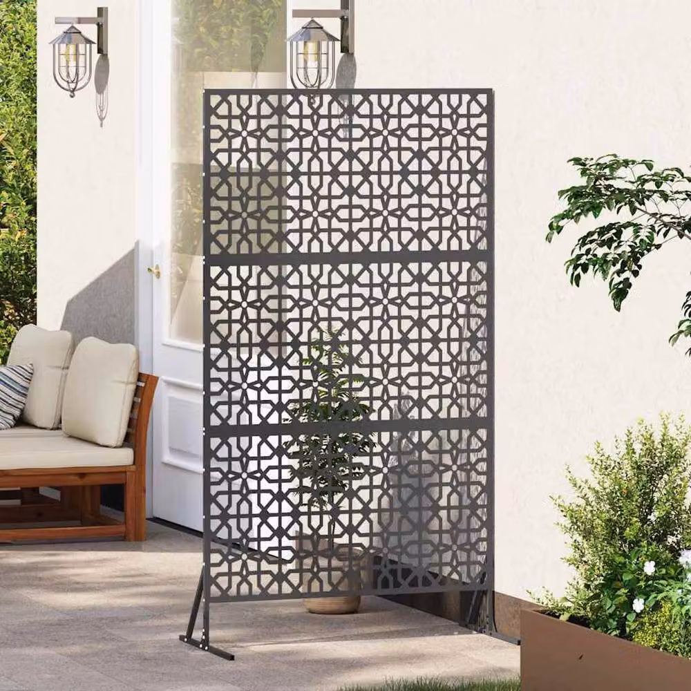 Berkfield Home Black Steel Privacy Screen, W: 100 cm, D: 50 cm, H: 180 cm – 3