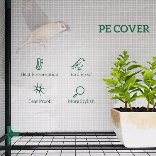Outsunny 3 Tier Lean-to Mini Greenhouse with PE Cover, White, W/D/H: 46 x 46 x 151 cm – 2