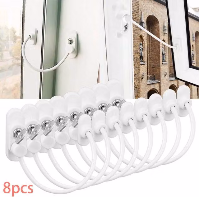 PAWNORA 8-Pack White UPVC Window Restrictors