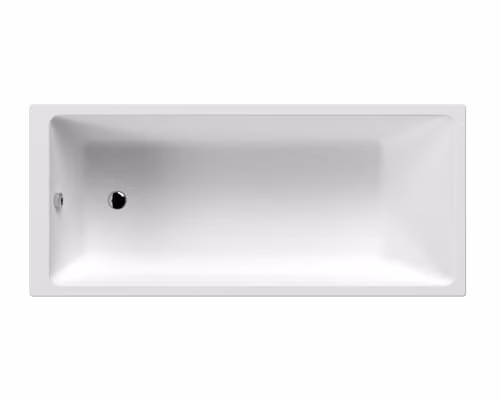 nuie NBA810 Linton Modern Single Ended Straight Shower Bath, White, W/D: 1700 x 750 mm