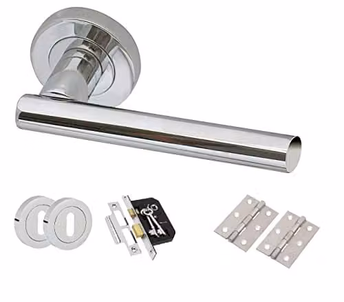 Golden Grace T-Bar Handle, Hinge and Key Lock Set in Polished Chrome