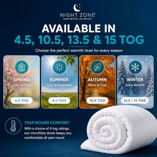 Nightzone King Size Microfibre All Season Quilt, 13.5 Tog, White – 4