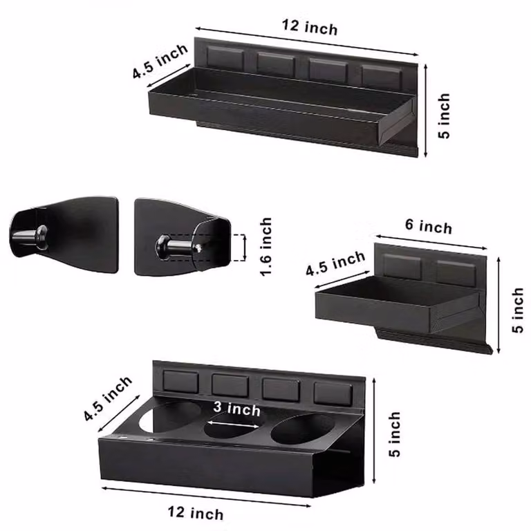FLAVORA 4-Pack Magnetic Toolbox Shelf Tray, Black, Width: 50 cm