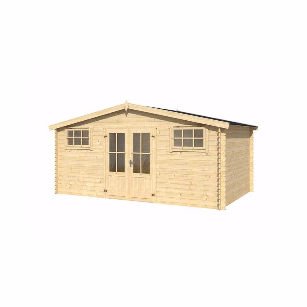 Lasita Maja Ltd Boston Log Cabin Garden Room and Home Office in Light Brown, L: 518.6 cm, W: 312 cm, H: 245.1 cm – 2