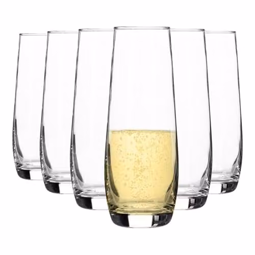 Argon Tableware Corto Stemless Champagne Flutes, 230ml, Pack of 6, Transparent – 1