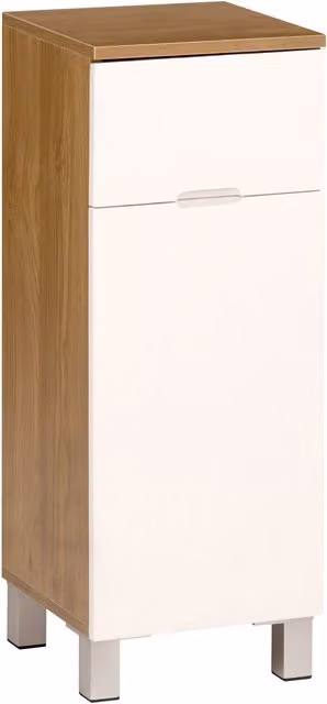 Orsina Vida Oak Effect Standing Cabinet with 1 Drawer and 1 Door in White