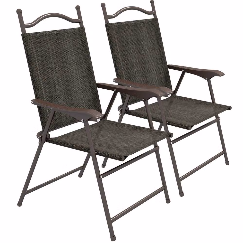 STILVORA Set of 2 Folding Metal Garden Chairs in Brown – 3