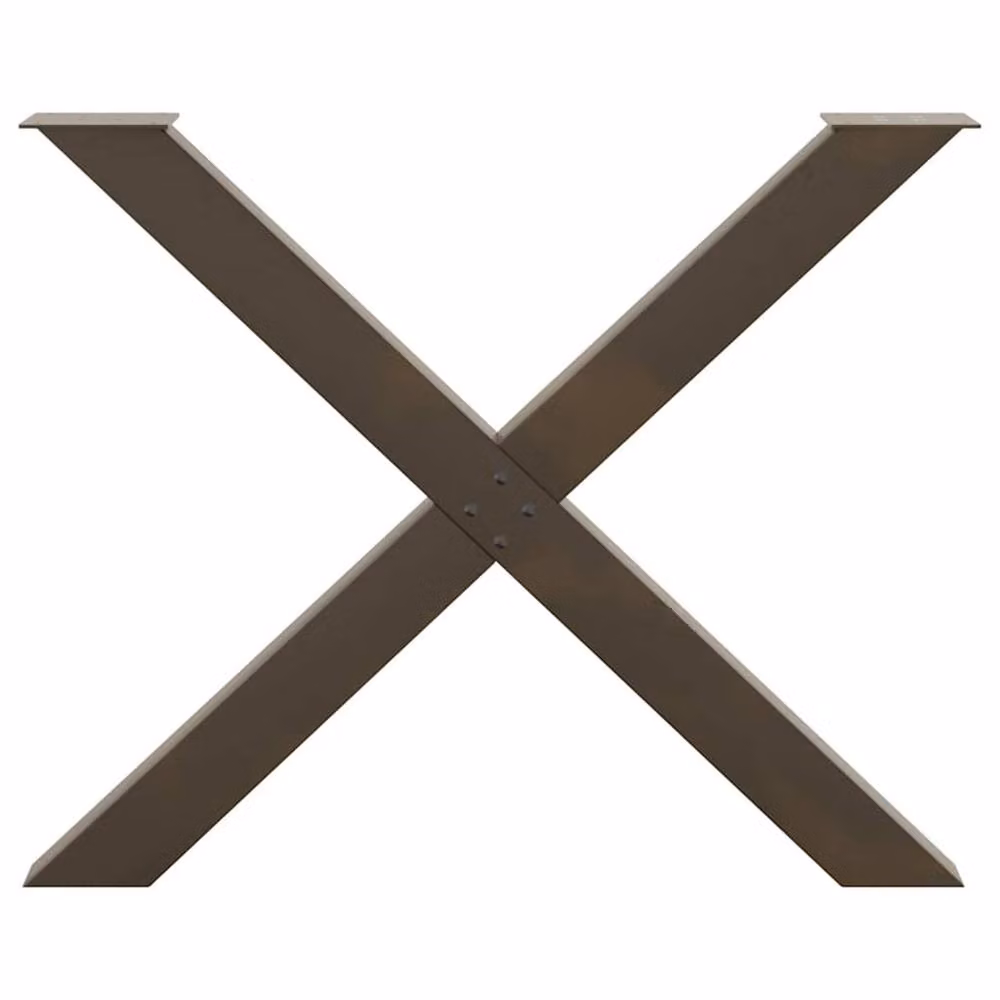 Berkfield Home X-Shaped Dining Table Legs, 3 Piece Set, Brown Steel, H: 90 cm, W: 72.5 cm, D: 72.5 cm – 2