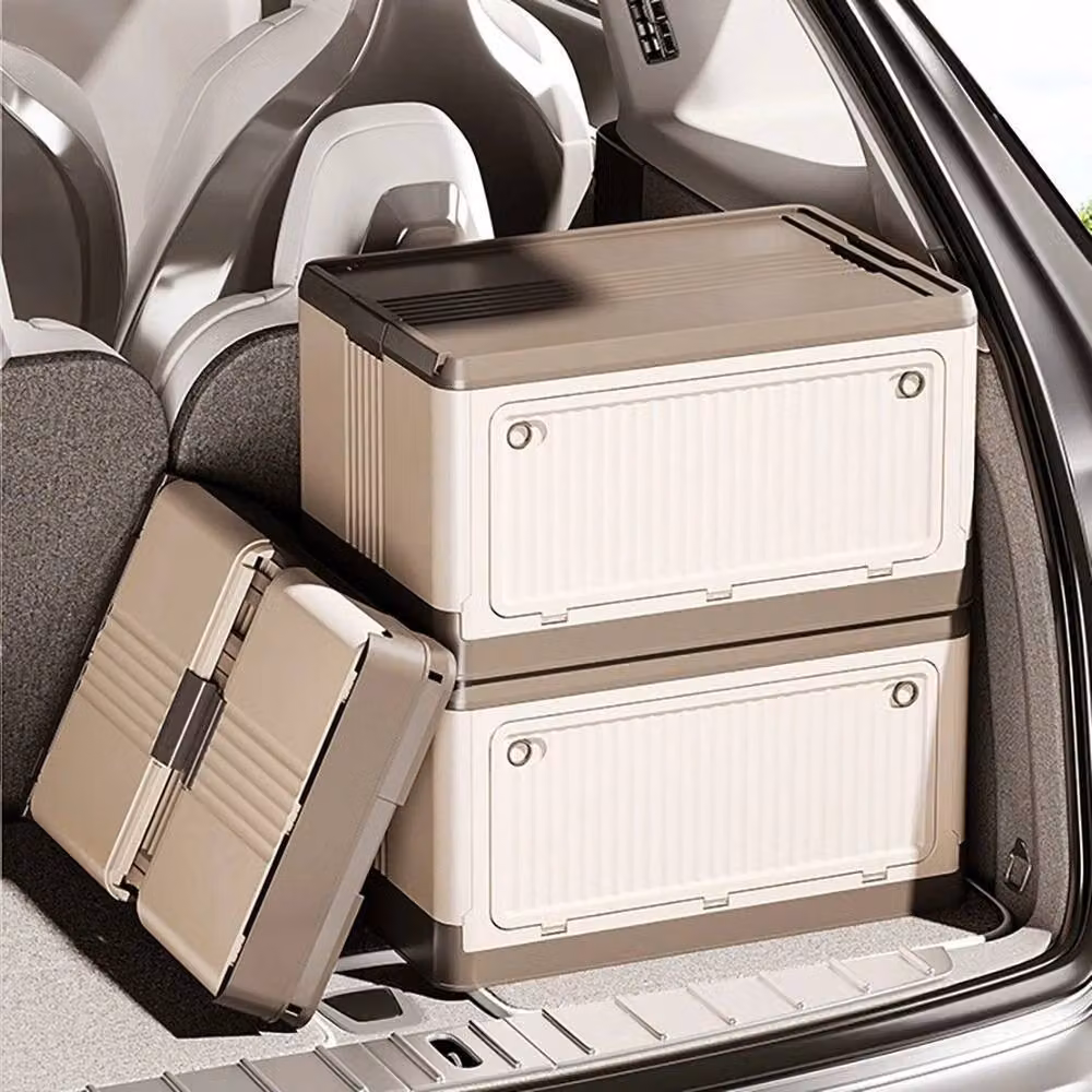 KORVIXA Creamy Large Folding Toy and Clothing Storage Box, Beige, W/D/H: 100 x 100 x 28 cm – 3