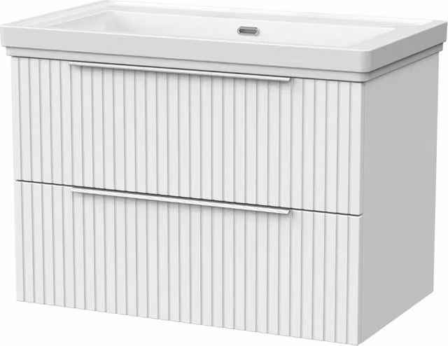 Balterley Callingwood 2 Drawer Vanity and Fireclay Basin, Matt White, Width: 80 cm